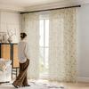 2PCS Semi-Transparent Embroidered Leaf Window Thin Curtain Through-shaft Type Soft Window Sheer Washable Modern Style