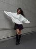 Solid Color Outer Wear Half Zipper Stand Collar Fashionable Trend Lapel Sweatshirt Loose Top