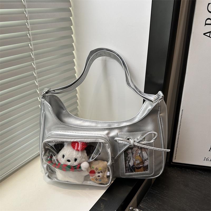 Cross-border Girls Anime Ita Bag - Large Capacity Transparent Button Shoulder Bag