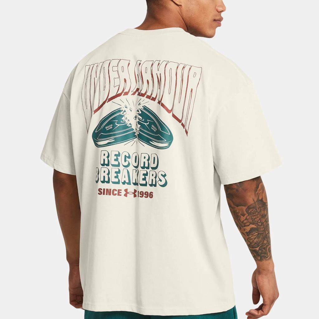 Under Armour Letter Print Round Neck Short Sleeve Drop Shoulder T-Shirt Men T-Shirts Champagne 1382857-273