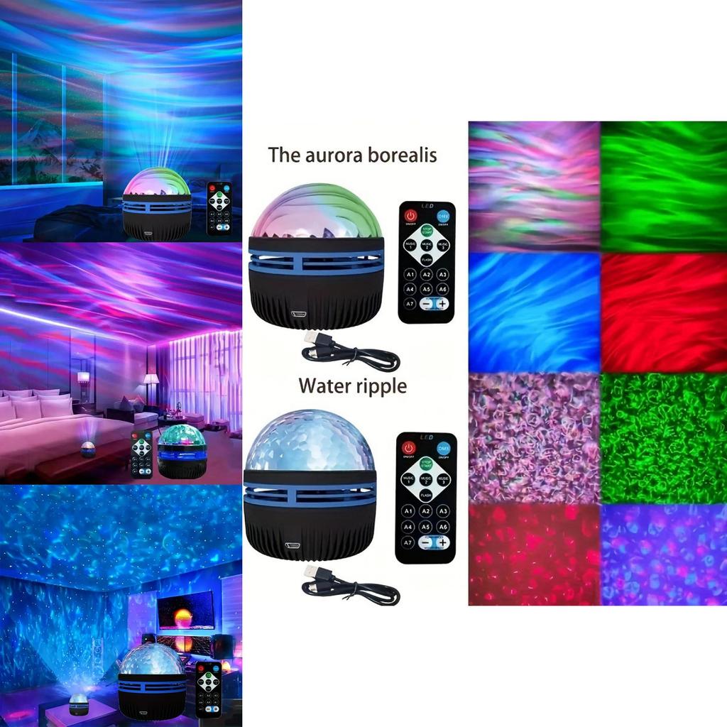 Luxurious Led Night Light Projector Featuring Mesmerizing Northern Lights And Spiral Effects