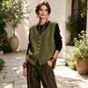 Women's V-Neck Sleeveless Fuzzy Knit Sweater Vest Loose Fit Button Front for Casual Wear