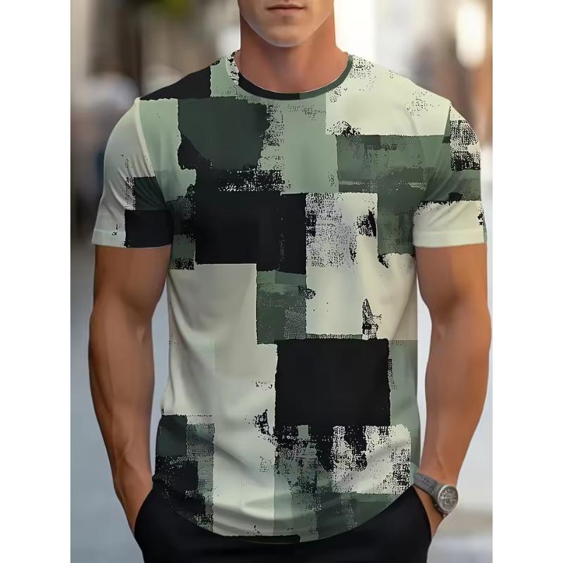 Camouflage Print Super Stretch 3D Printed T-shirt Men's Summer O Neck Loose Casual Tops Breathable Men's Short Sleeved T-shirt