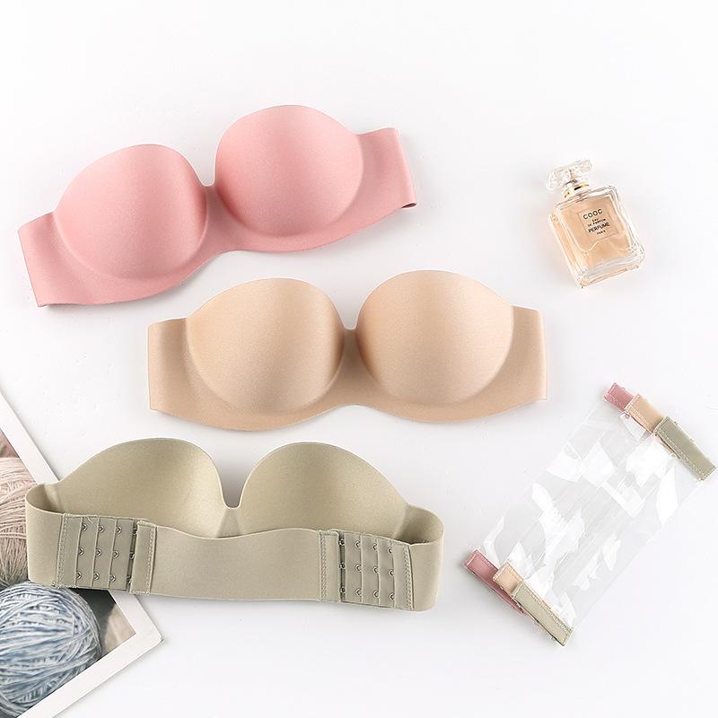 Strapless Bra Women Sexy Non Slip Invisible Bras Solid Summer Breast Stick Gather Underwear Lingerie Push Up Bralette