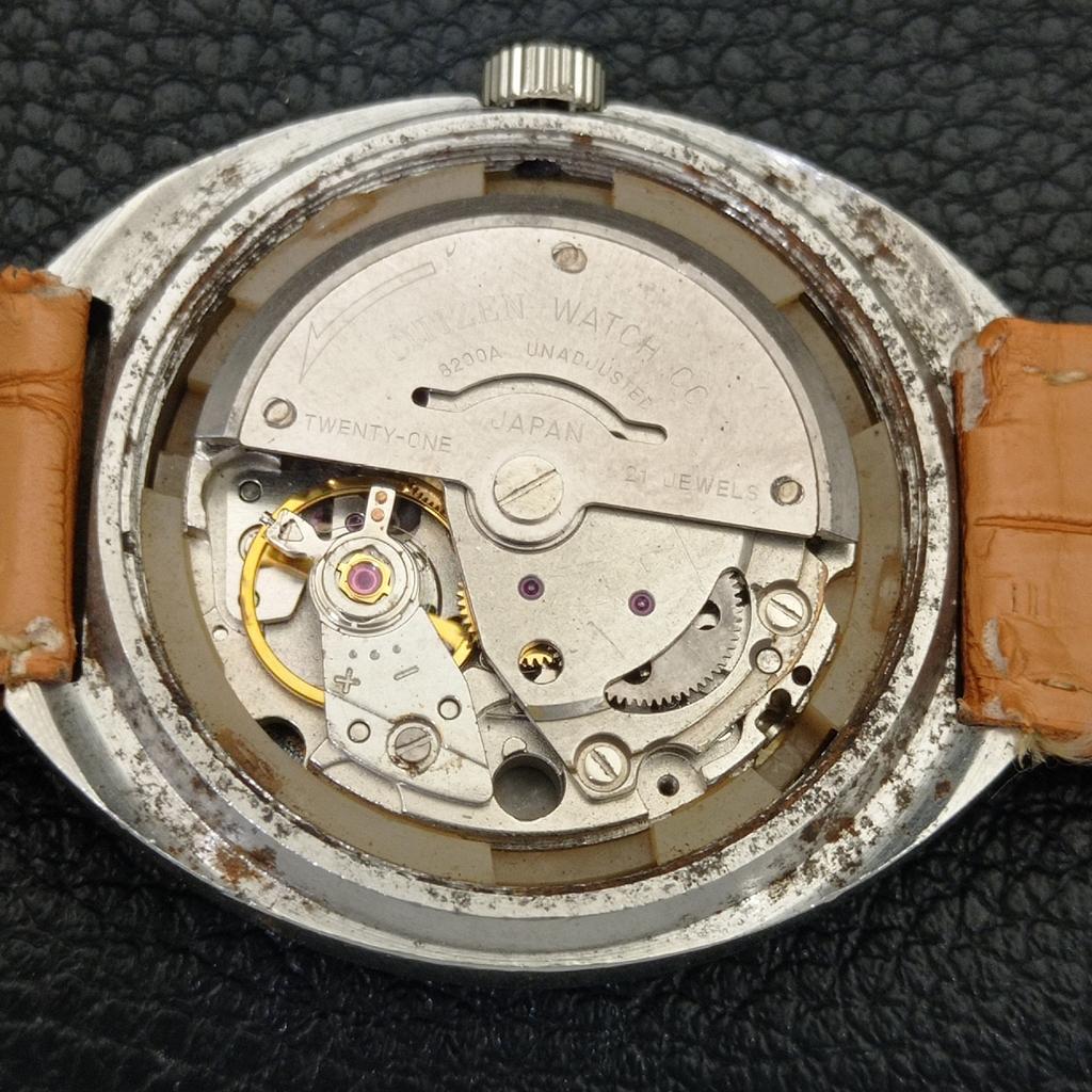 Citizen AUTOMATIK 8200 VINTAGE JAPAN HERREN ARABISCHES SILBERNES ZIFFERBLATT UHR a702769-1 R210-a702769