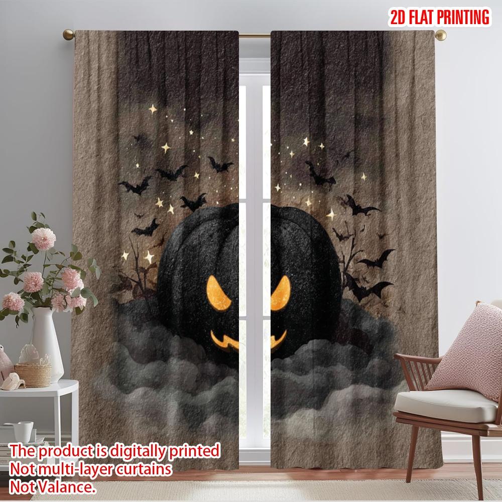 

2pcs,2D plane printing Print Curtains Halloween Pumpkin Polyester Easy Install (without rod) Outdoor Decorations Use for Living 52.50×116.00 CM 2pcs