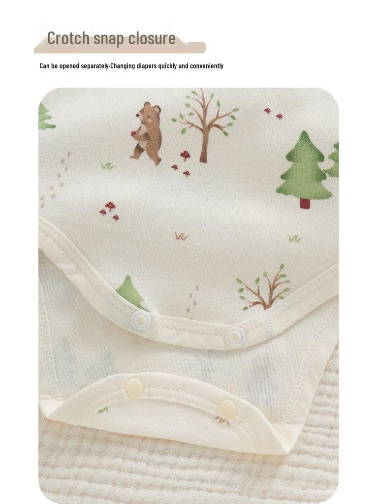 Jesienne bawełniane pajacyki dla niemowląt w stylu skandynawskim z motywem żołędzi: Dziecięca bezszwowa zimowa warstwa bazowa