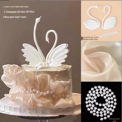 Set Decorazione Torta Cigno Bianco