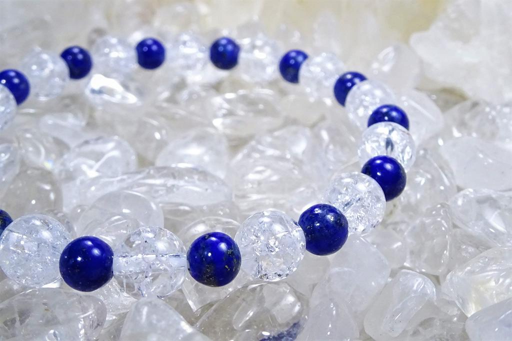 Leaf Stone good Wear genuine lapis lazuli on your Lapis Lazuli and Crack Quartz Bracelet for Power Natural 8mm x 6mm Medium [Bring luck! wrist!]