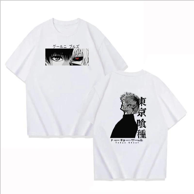 Anime Tokyo Ghoul Ken Kaneki Manga Printed Tshirt Women and Men Casual Loose Fashion Oversize O-Neck Short Sleeve Sweatshirt Top