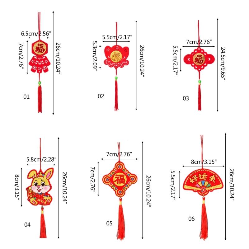 Chinese New Year Decorations Ornaments God of Wealth with Luck Fu Pendants Traditional Luck Hanging Fu Decal Six Designs