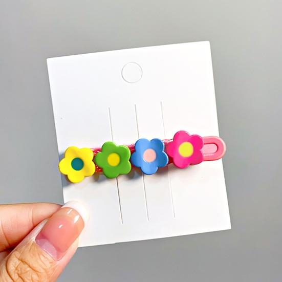 1/4Pcs Girl Hairpins Colorful Flower Decor Hair Clips Side Bang Hair Pins Plastic Material Hair Accessories