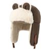 Plush Bear Ear Pilot Hat Winter Ear Protection Hat Outdoor Faux Fur Pilot Cap  Unisex