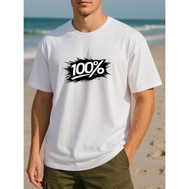 

Европейский размер | Принт в стиле туши | Простой и модный мужской топ с круглым вырезом, универсальный для повседневной носки, свободный крой S белый