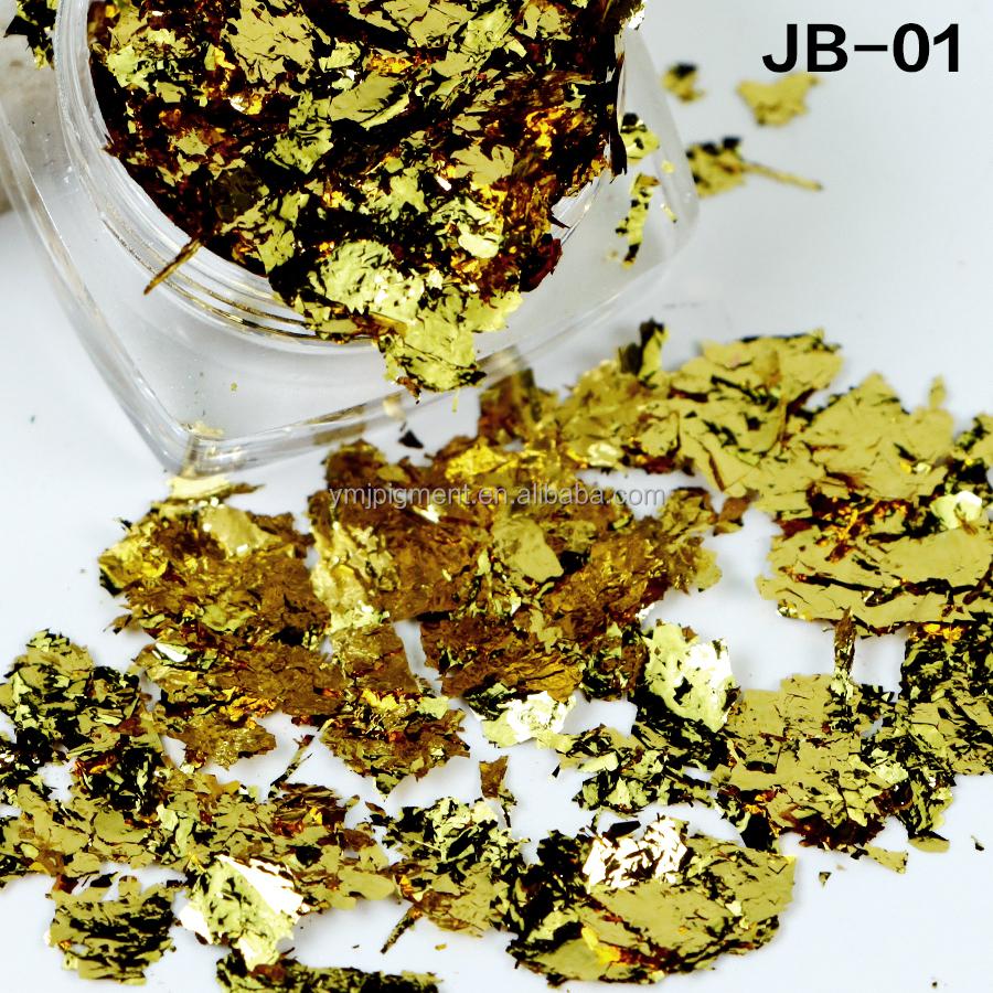 Bulk 50g Bag Nail Gold Foil Flakes Gold Leaf Flakes for Resin Crafts Slime Nail Art Painting Cake Gilding Decoration