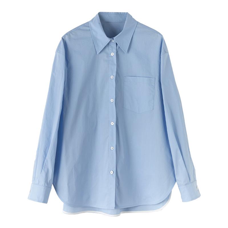 Xin Ge Four Seasons Women s Long Sleeve French Blue Professional Shirt L