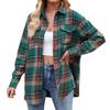 Modieus, wijd geruit, lang mouwen, los overhemd met knoopsluiting en zak voor dames