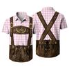 Men’s Short Sleeve Button Down Shirt with Vintage Festival Print Casual Relaxed Fit Top for Party and Daily Wear