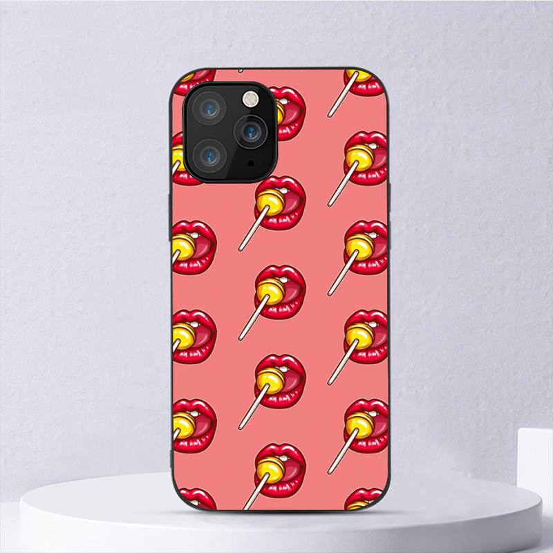 Sexy Lízátko s Červenými Rty Pouzdro na Telefon Pro Iphone 11 12 Mini 13 14 Pro Xs Max X 8 7 6s Plus 5 Se Xr Skořepina