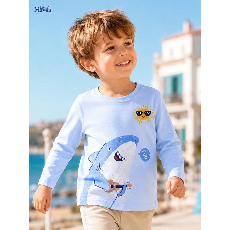 T-shirt Enfant Automne Manches Longues Dessin Animé Garçon T-shirt Mode Bébé Haut