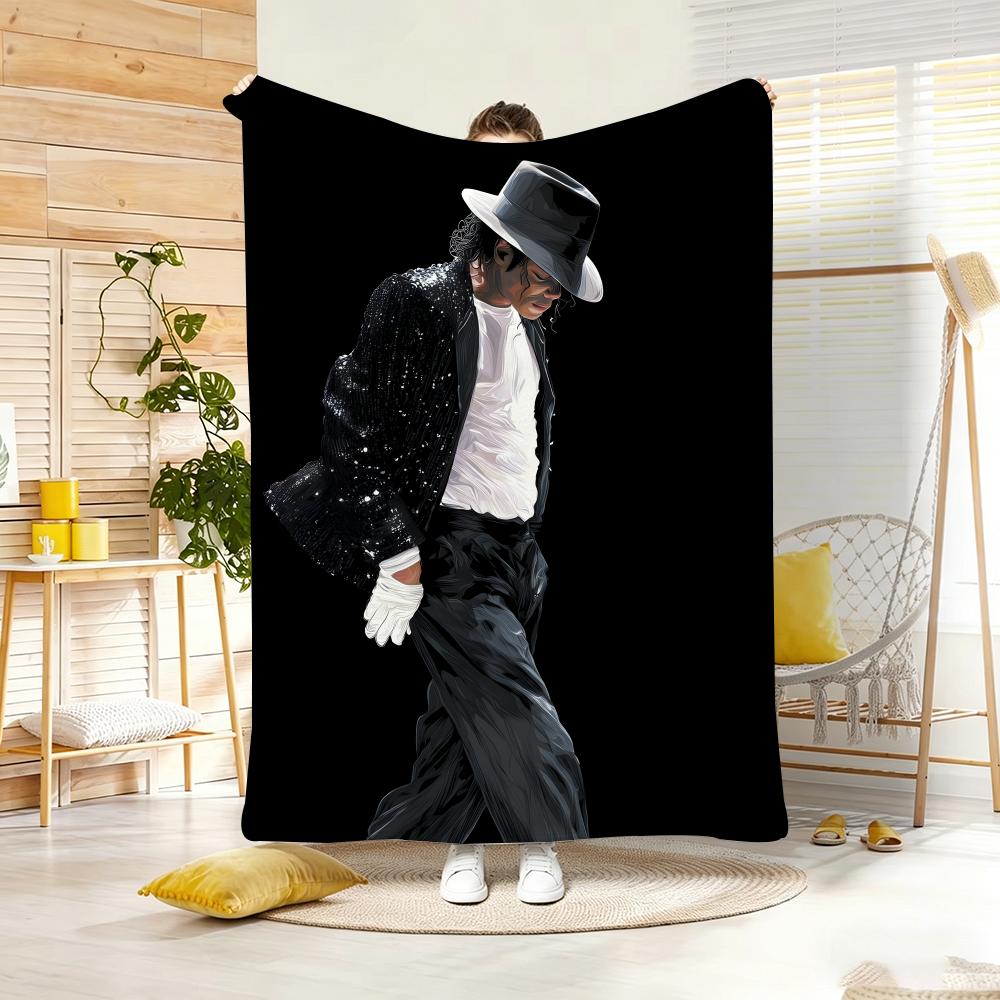Kpop M-Michael Jackson Throw Lightweight 240G Flannel Blanket Soft Skin-Friendly For Summer Cooling