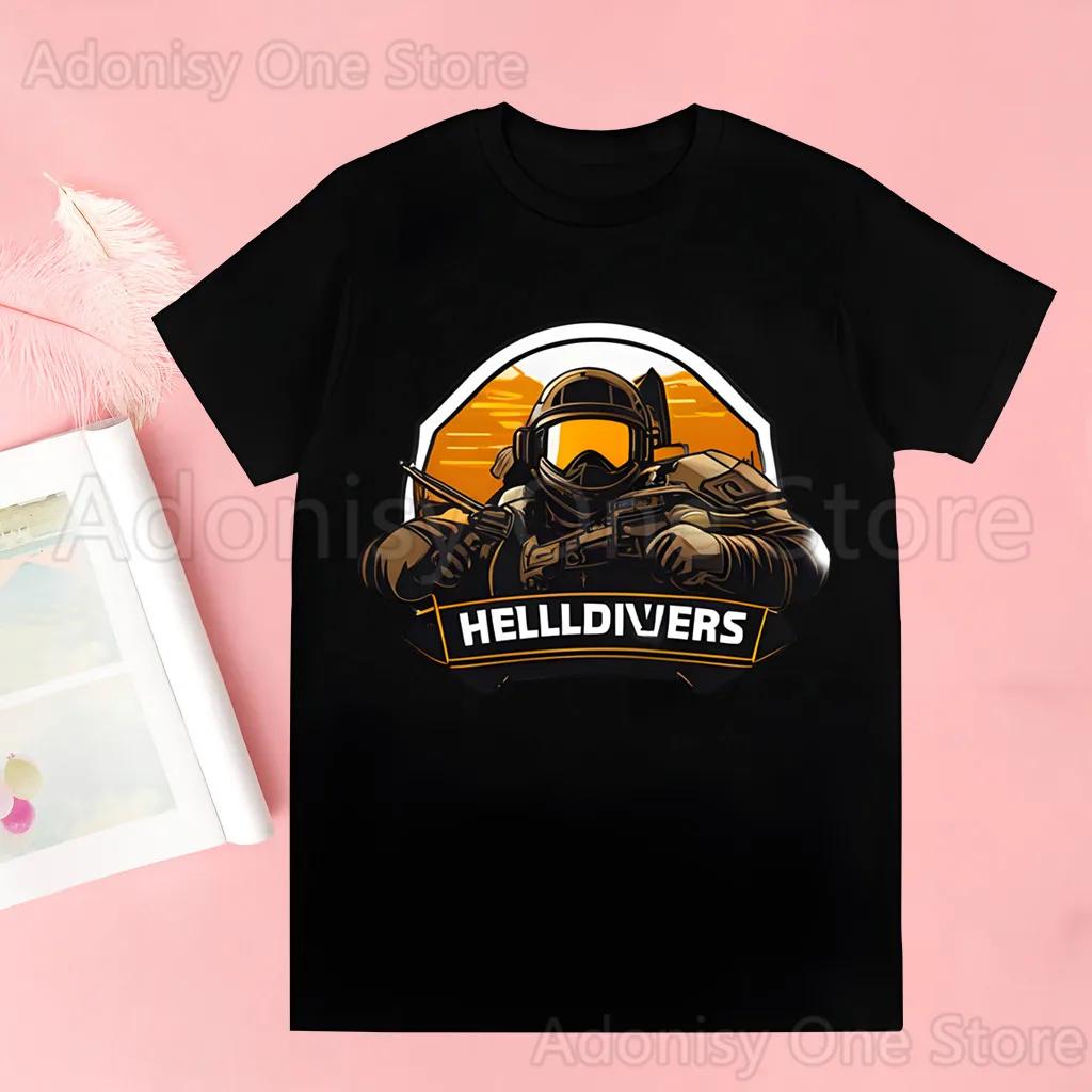Helldivers Herren Sommer Kurzarm Mode Druck Herren T-Shirts Top T-Shirt Unisex Grafik Herren T-Shirt