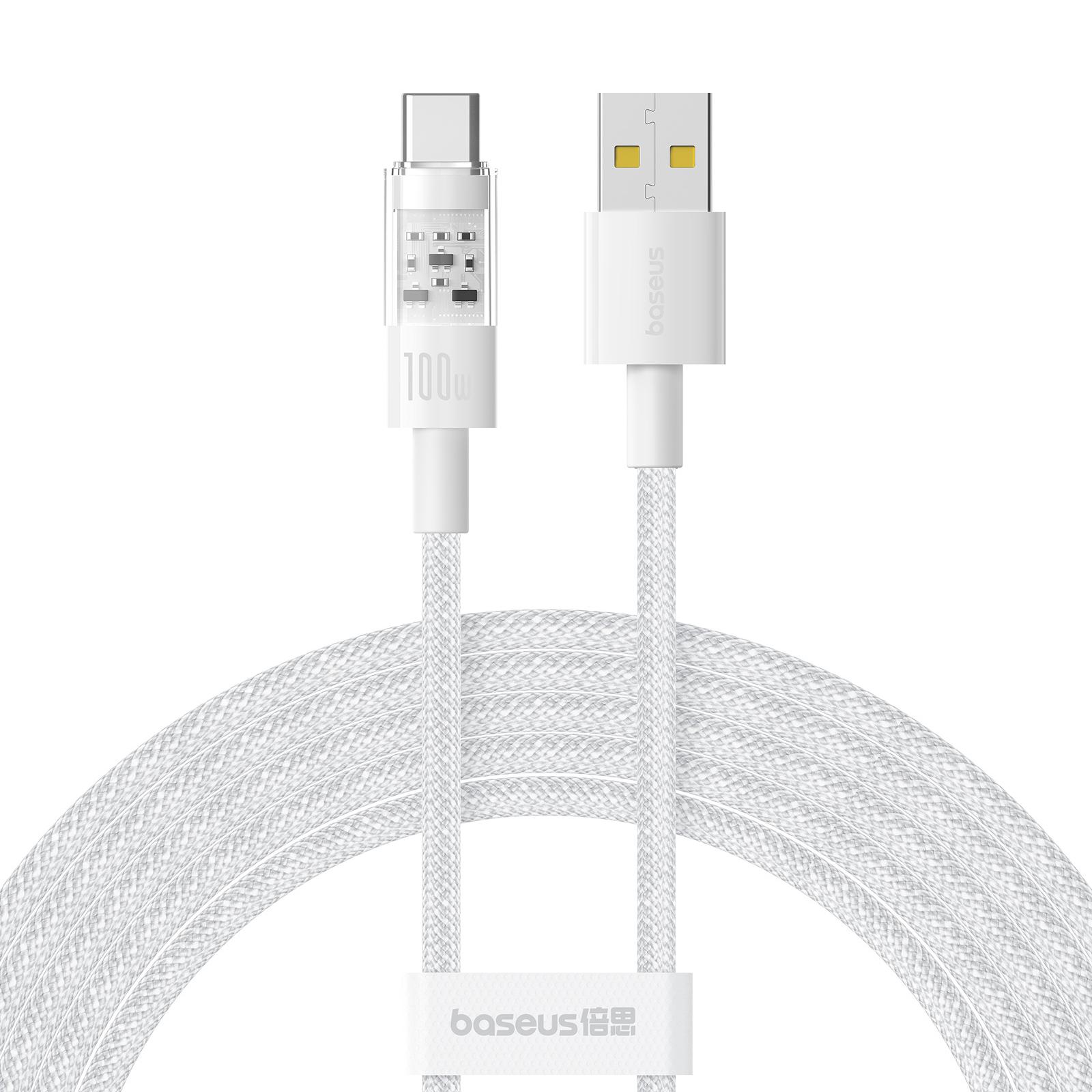 

BASEUS Gem USB-A to Type-C 100W Fast Charging Nylon Braided Data Cable,2m White