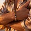 Vnox Natural Stone Beaded Bracelet for Men Women, Zinc Alloy Spacer Beads, Adjustable 17-33cm, 6.6mm Beads Trendy Jewelry Gifts