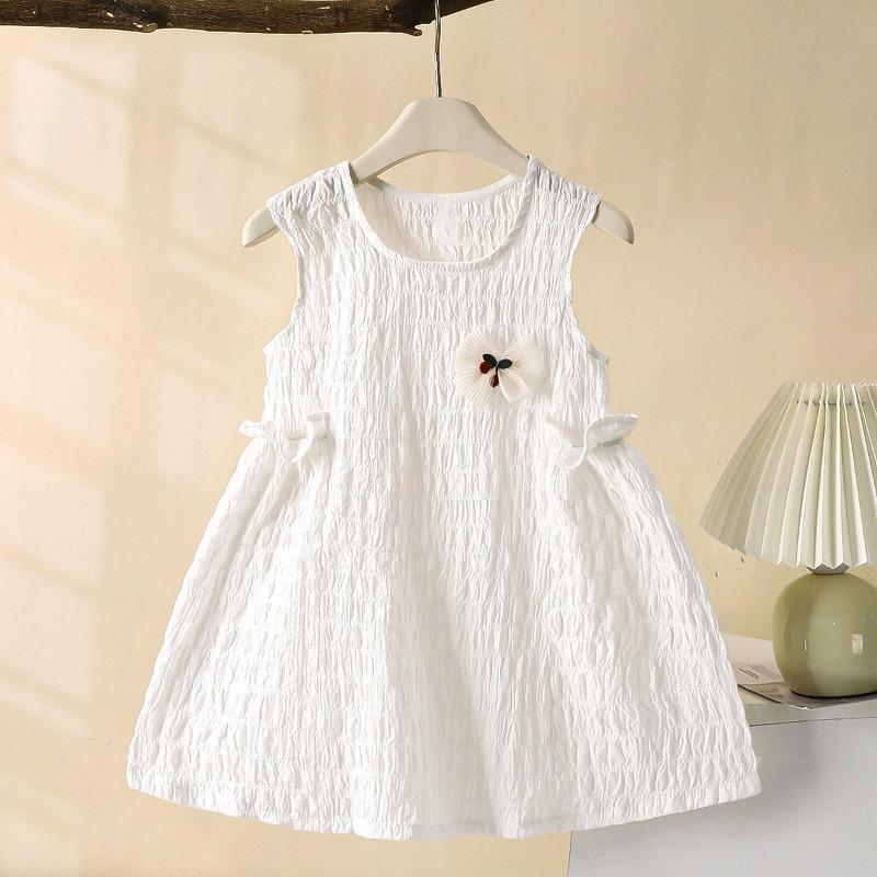 Little Girls Sleeveless Solid Princess Summer A Line Casual Dress