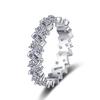 Anillo de plata esterlina S925 para mujer, anillo de moissanita completo chapado en pt950, anillo de boda, propuesta, anillo de diamantes, regalo para novia