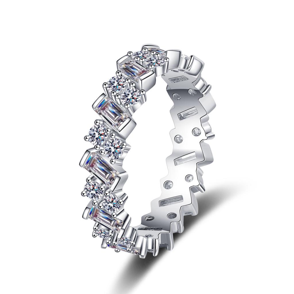 S925 Sterling Silver Ring for Women Full Moissanite Ring Plated Pt950 Ring Wedding Ring Proposal Diamond Ring Gift for Girlfriend