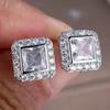 European and American Style Stud Earrings, Square Micro-inlaid Zircon Jewelry, Light Luxury and Versatile Gentle Wind