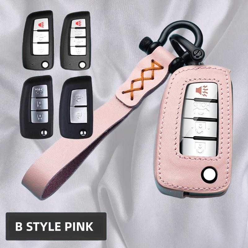 

For Nissan Qashqai X-Trail Juke J11 Murano Tiida Altima Maxima Livina Nismo Car Flip Key Case Cover Shell Fob Accessories розовый