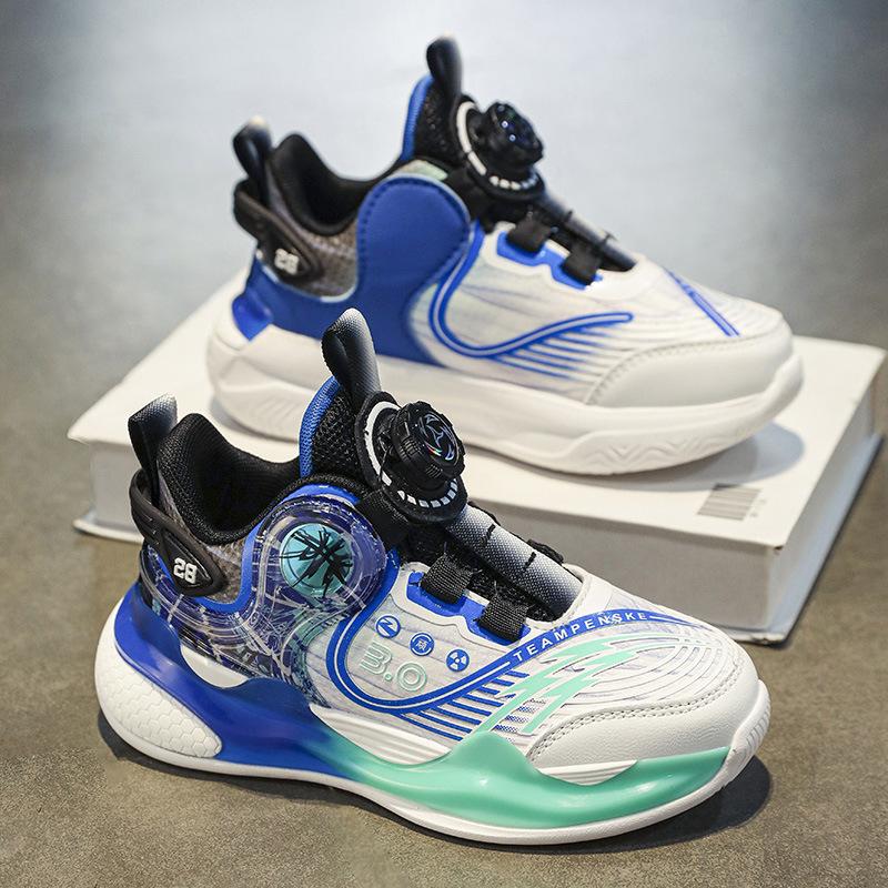 Leather 2025 children's and students' sports shoes running shoes training autumn boys' popular basketball shoes middle and older children's soft soles