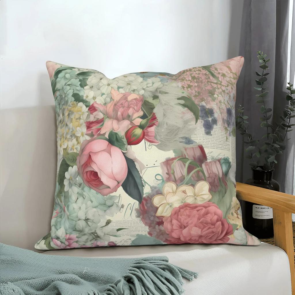 Pink Floral Home Decor Spring Flower Pillowcase Living Room Wedding Pillowcase Sofa Square Cushion Cover