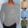 Men O-Neck Long Sleeve Knitting Sweater Solid Color Hollow Out Casual Pullover