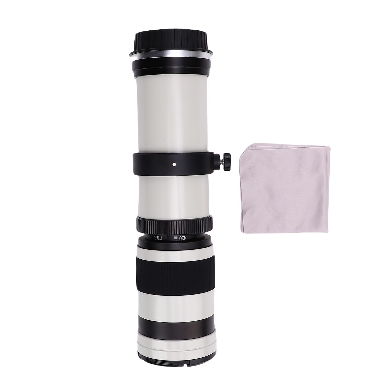 

420 800mm F8.3 Telephoto Zoom Lens Fit for EF EF S Mount Cameras Manual Focus Camera Lens Aluminum Alloy Optical Glass белый