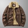 Men's Winter Suede Plush Jacket - Thick, Loose, Lapel, Multi-pocket, Lambswool, Plus Size Warm Outerwear