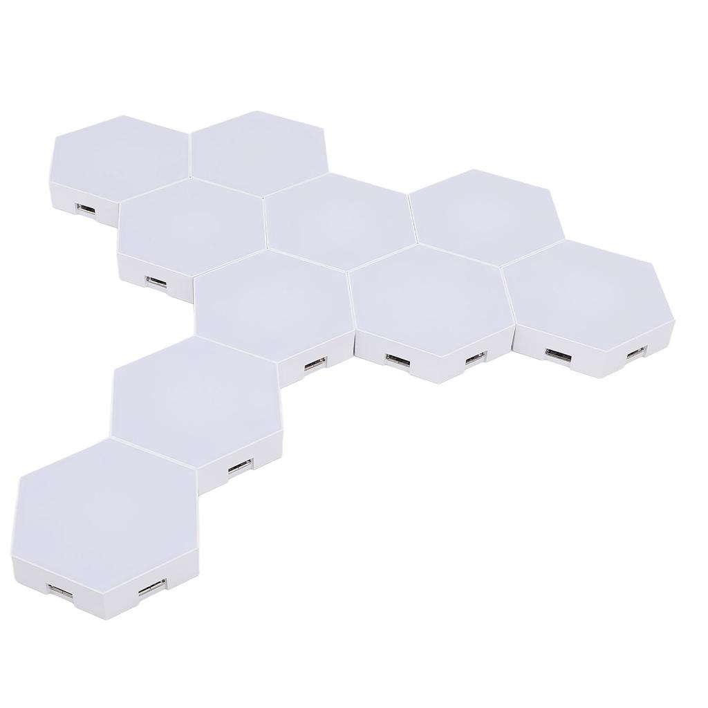 10 Set Hex Light Panels Wall Mounted WiFi Cool Music Sync RGB LED Lights APP Remote Control for Gaming