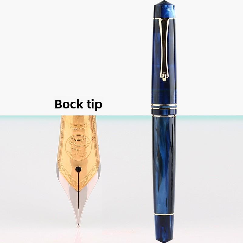 Pluma Estilográfica MAJOHN M800 Alemana BOCK Punta Bicolor Chapada en Oro para Práctica de Escritura Caligrafía Material Escolar Papelería
