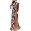 V-O-S WOMEN's WEAR Plus Size Evening Party Medieval Floral Print 3/4 Sleeve Maxi Dress Gown