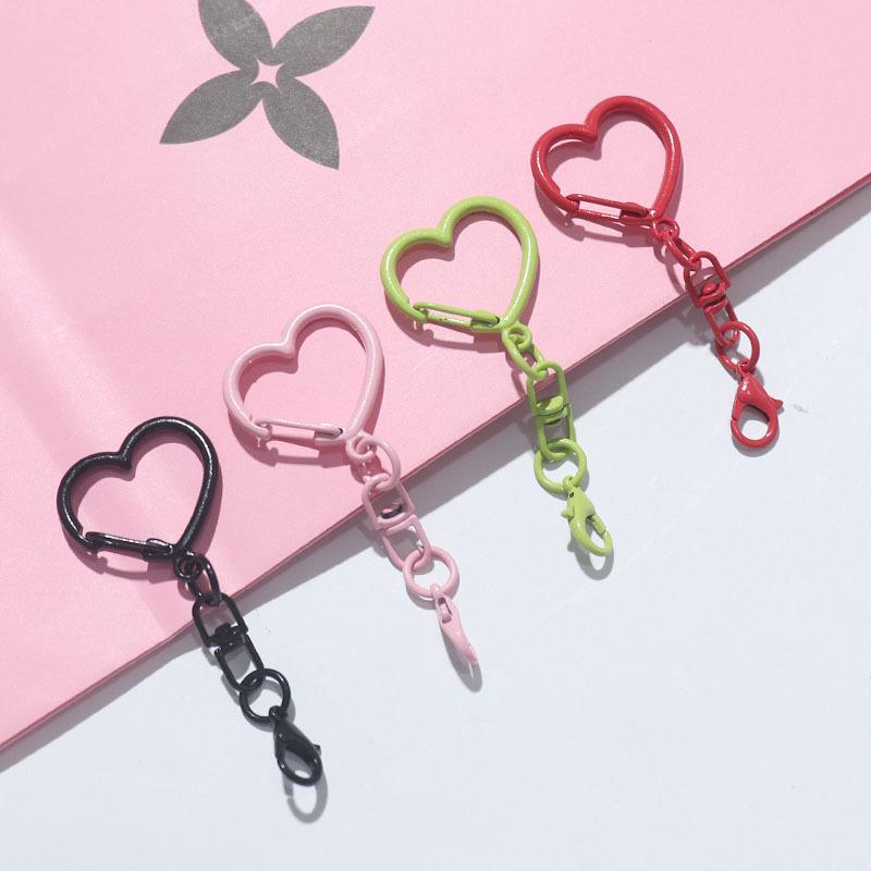 Zinc Alloy Heart & Perler Bead Ornament Keychain Accessory