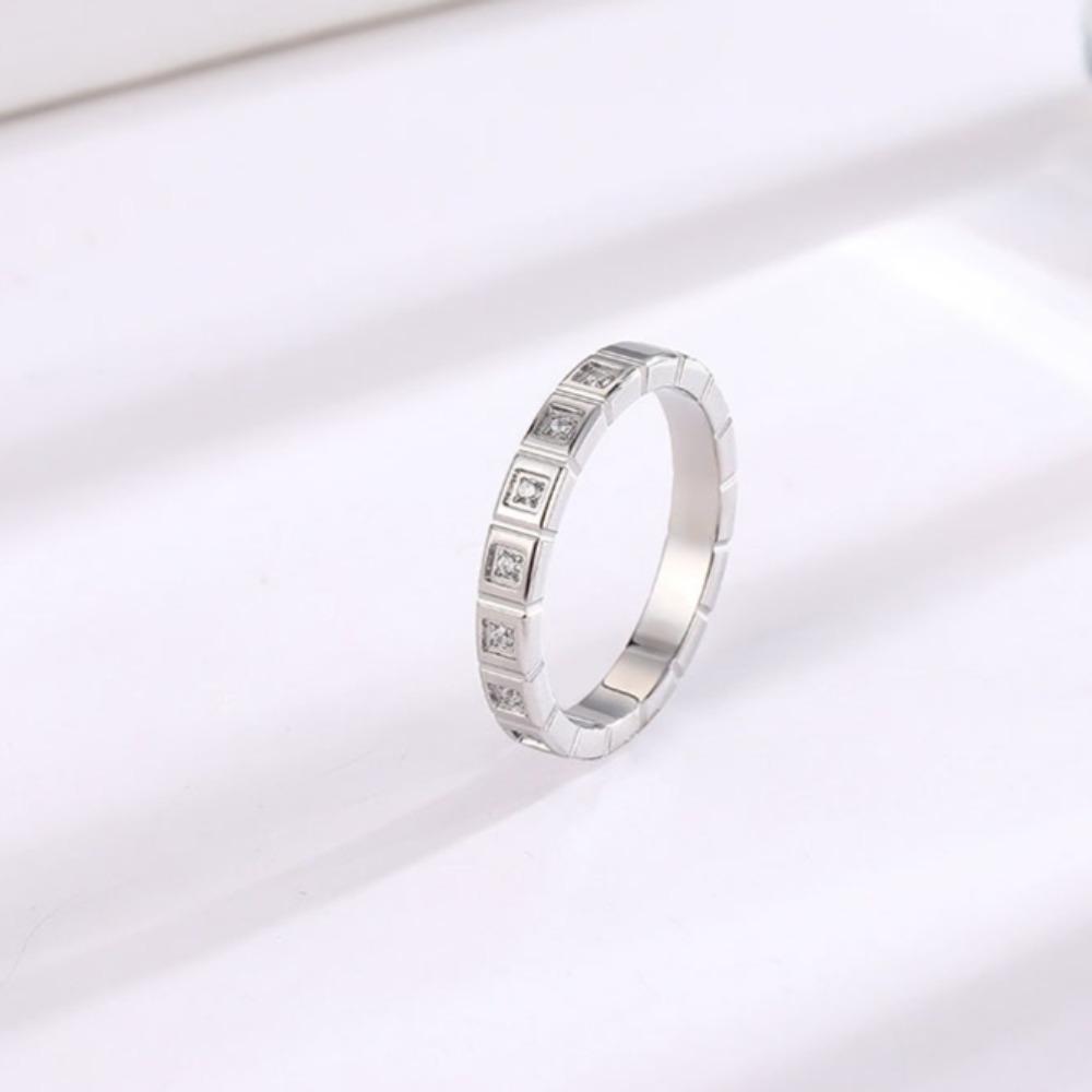 

Круглое квадратное кольцо из титановой стали с бриллиантом для женщин, модные не выцветающие парные кольца Beauty 9