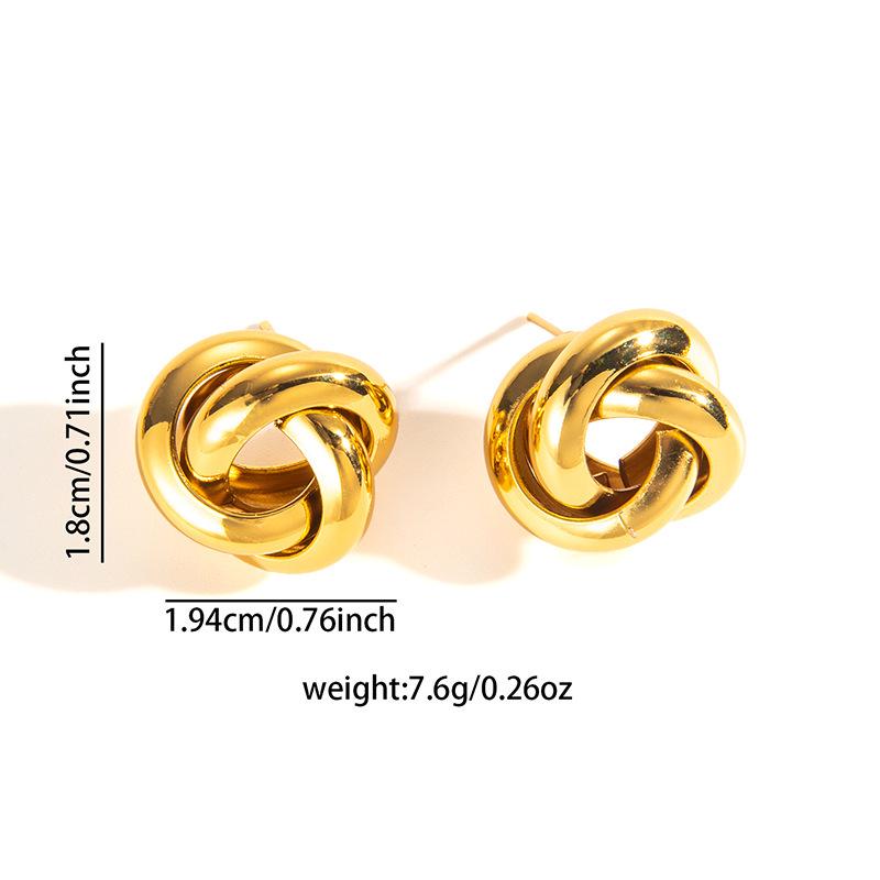 Elegant Retro Geometric Frosted Hollow Cable Texture Earrings for Women