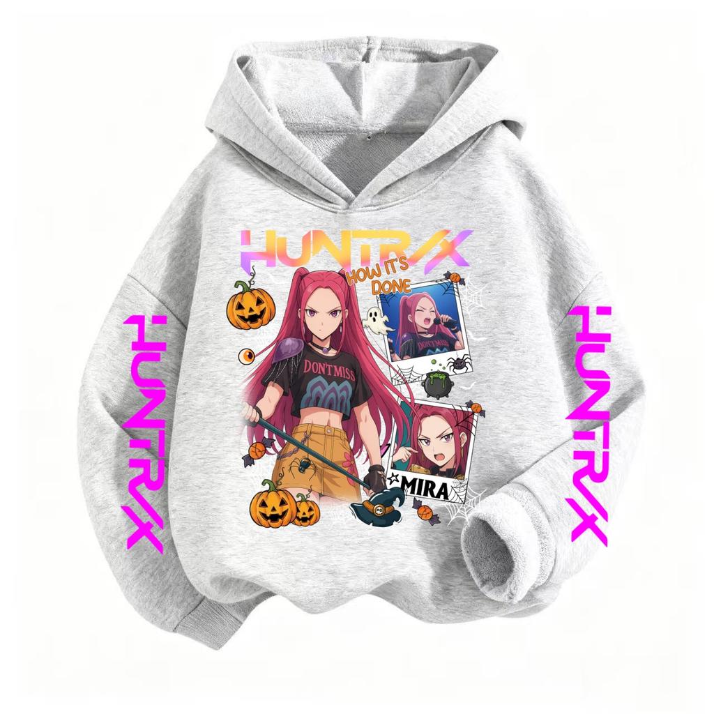 KPop Demon Hunter Cartoon Girl Boy Hooded Sweatshirt Children Fashion Casual Top Casual Girl Boy Costume