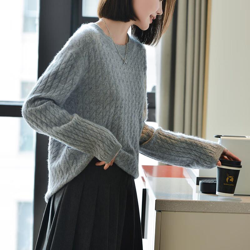 Fanzhen Women's 100% Wool Thickened Pullover Sweater