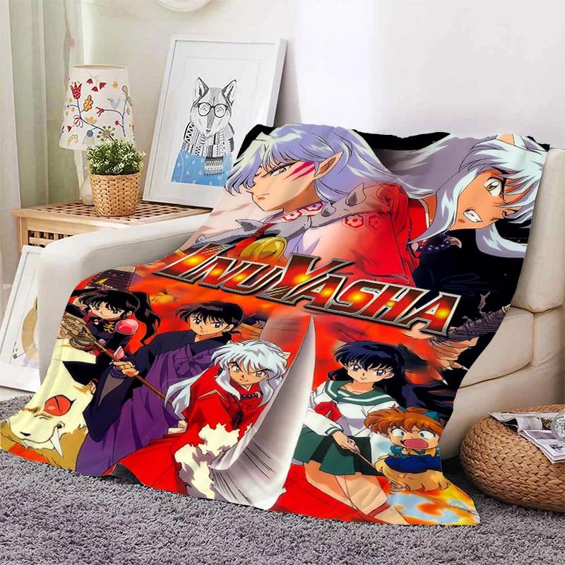 

Digital Print Anime Fleece Blanket Sofa A-Inuyasha Microfiber Bedding Warm Winter Bed Camping Nap Fluffy Soft Blankets King Size 50x60in