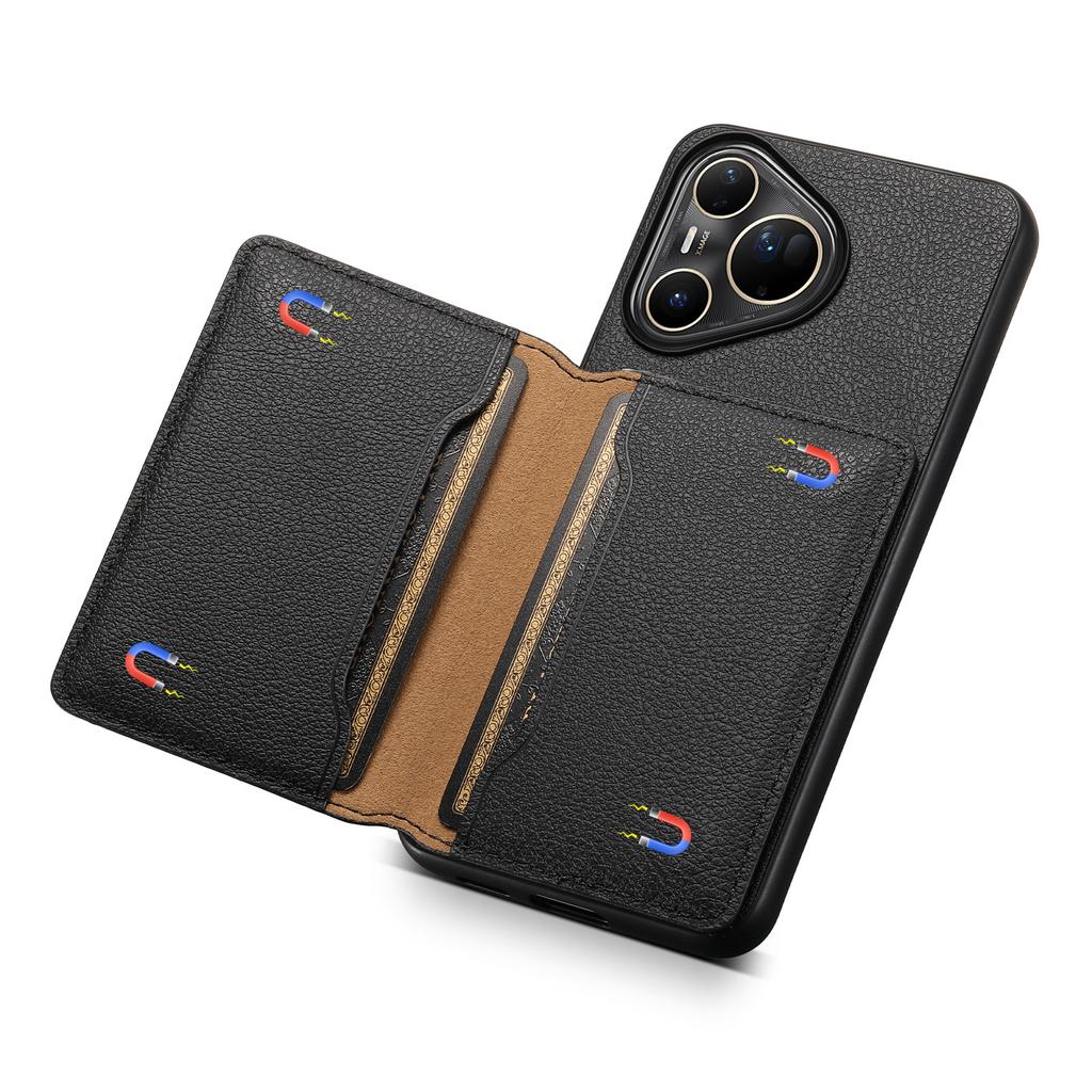 Leather Phone Case for Huawei Pura 80 Ultra Pura70 Pro Plus P60 Mate 70 Mate60 Pro+ Magnetic Card Holder Wallet Bracket Cover