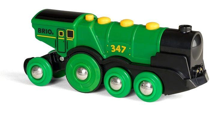 Powerful Green Battery-Powered Locomotive - BRIO - Wooden Train Track - Sound Accessory & Light - From 3 Years Old
