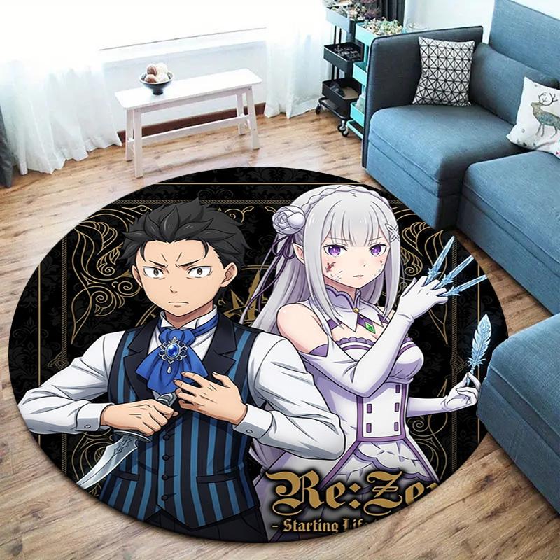 Re Zero Round Area Rug Carpet Rug For Living Room Bedroom Sofa Playroom Decor Nonslip Floor Mat